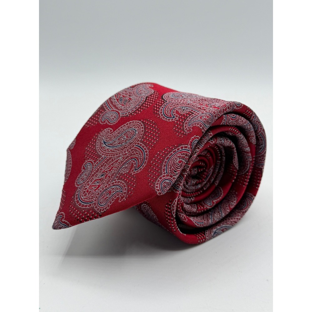 Canali 1934 Mens Red Paisley Silk Necktie Made in Italy Formal Business Tie